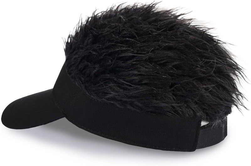 Regilt Men’s Visor Hat with Hair Funny Spiked Hair Wig Hat Novelty Adjustable Baseball Cap - Image 3